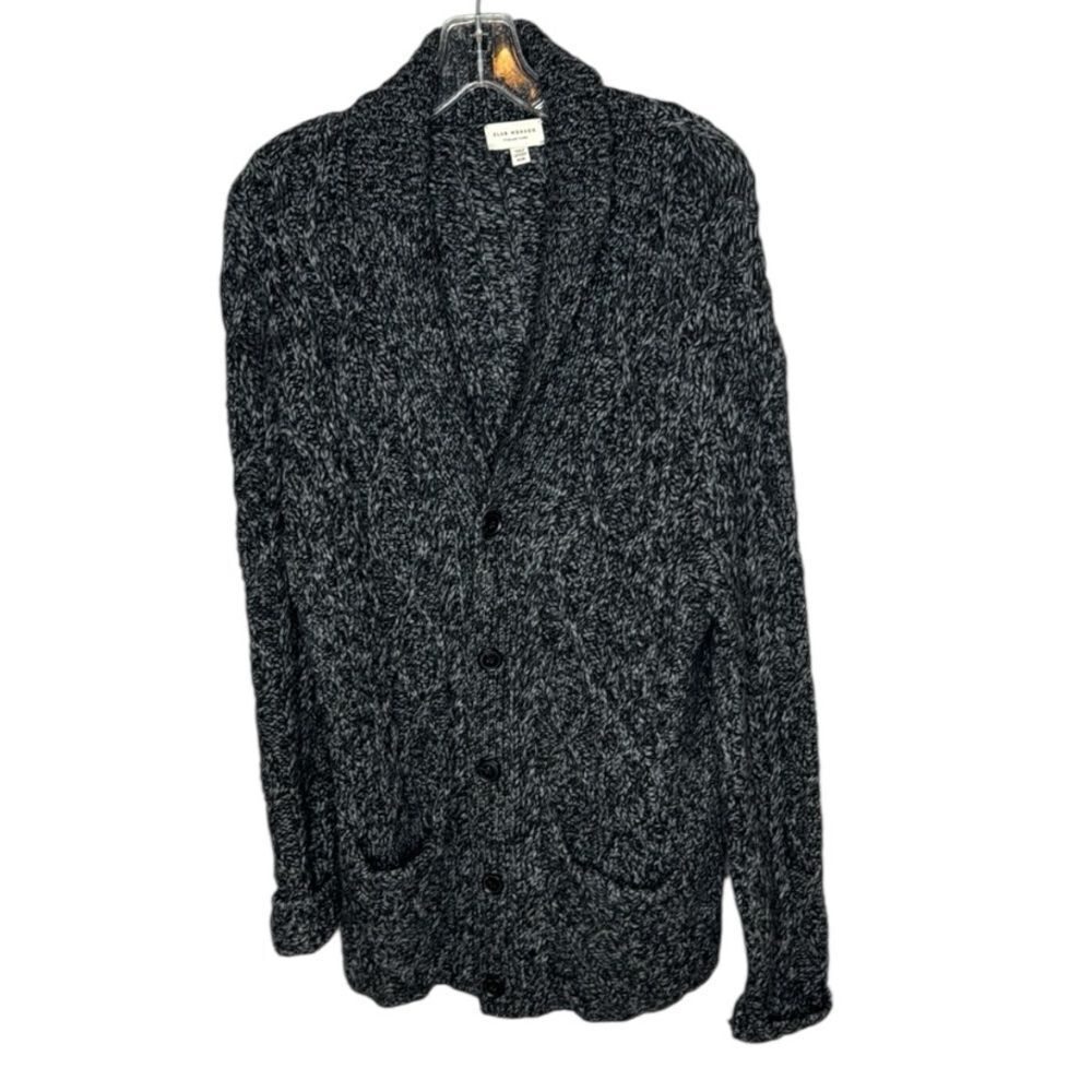 Club‎ Monaco Black Cardigan Italian Yarn Sweater. Size Medium.